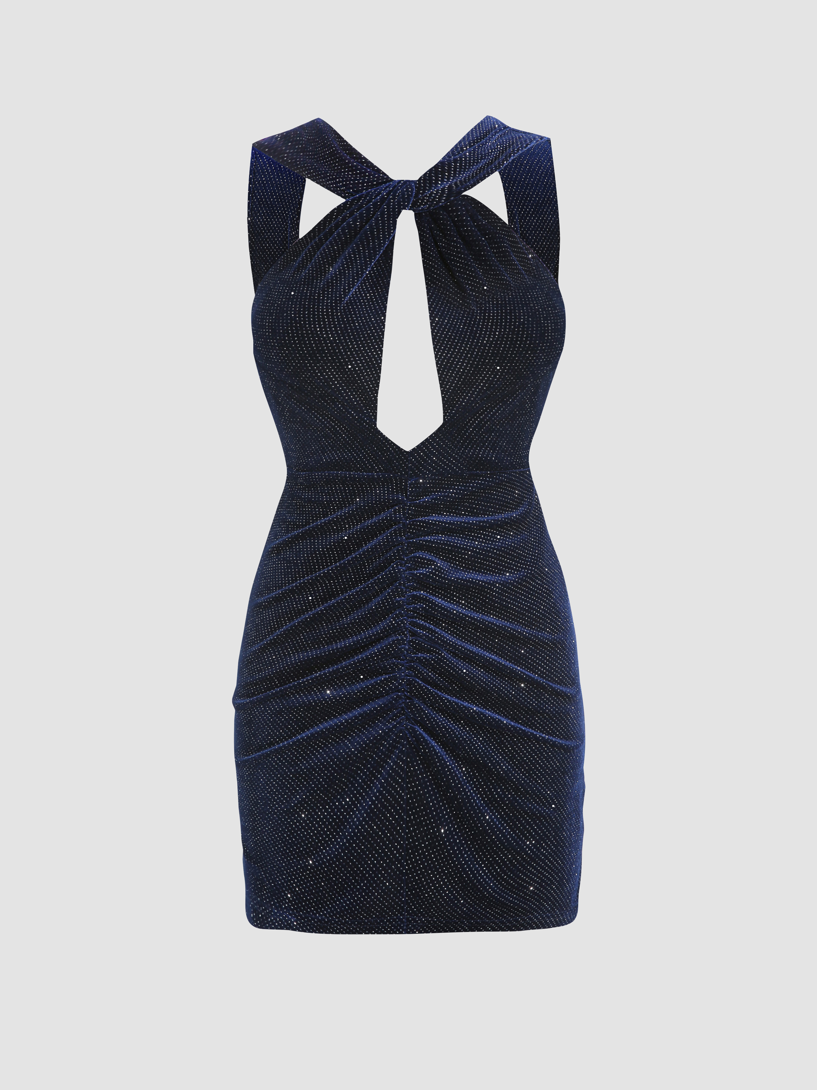 Glitter Cut Out Bodycon Dress - Cider